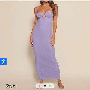 MONTCE Lavender crotchet petal long slip dress